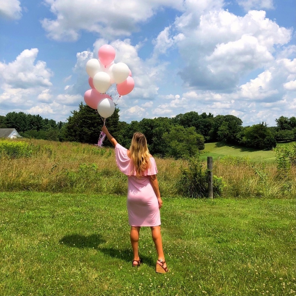 Pink Off the Shoulder Maternity Dress